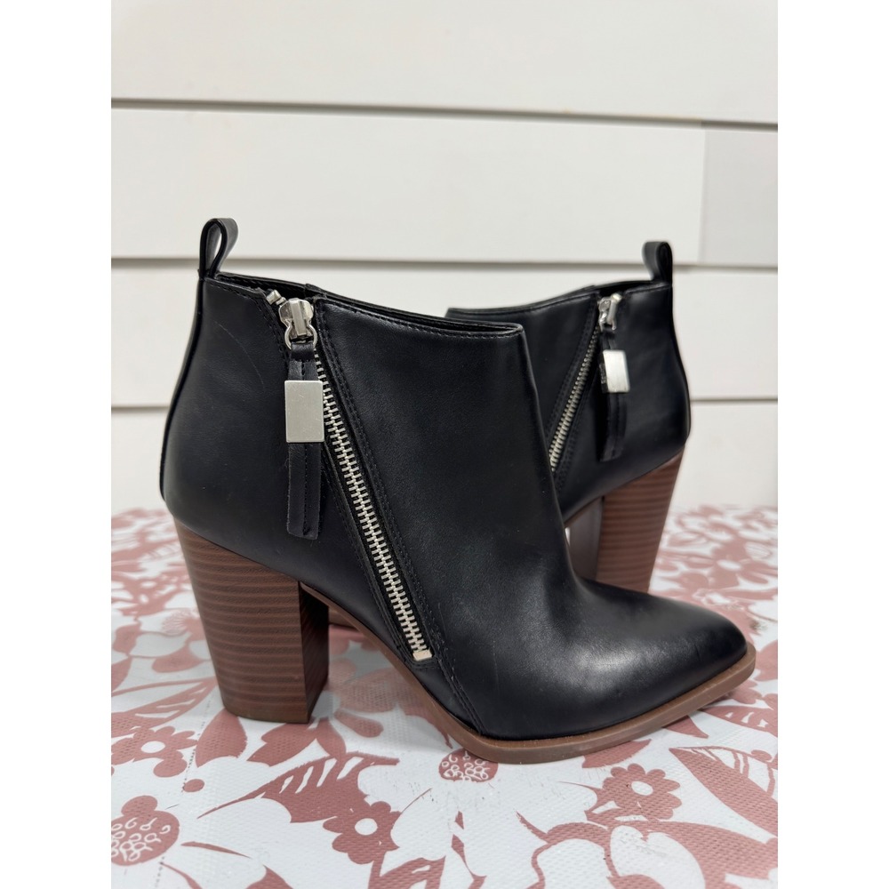 Circus by Sam Edelman Black Ankle Boots Side Zip Block Heel Pointed Toe Size 8.